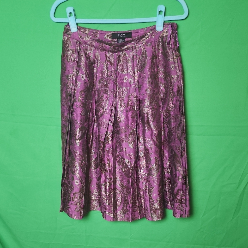 Body Central Purple Metallic Brocade A-Line Skirt